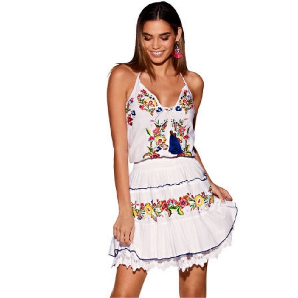 Boston Proper White Floral Embroidered Backless Dress